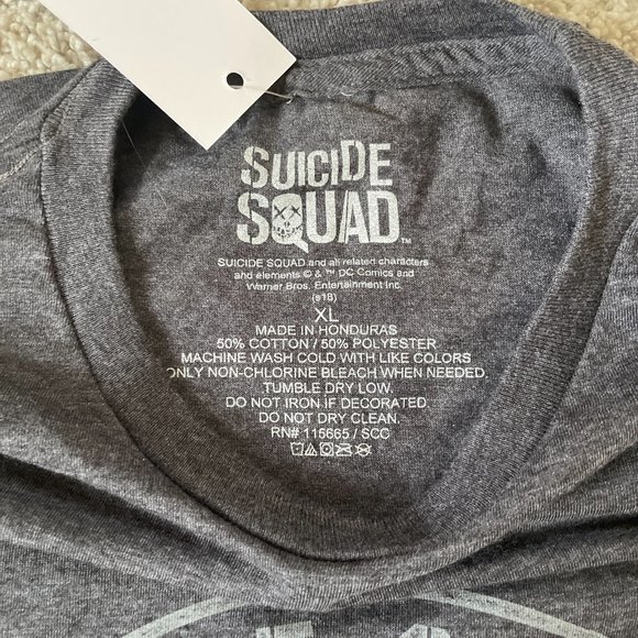 DC Comics Suicide Squad Men's New Gray Heather T-Shirt - Arkham Asylum Logo - Picture 3 of 6